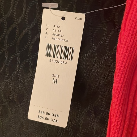 ANTHROPOLOGIE red mika ribbed basic crop button-up tee women’s medium - Picture 7 of 7